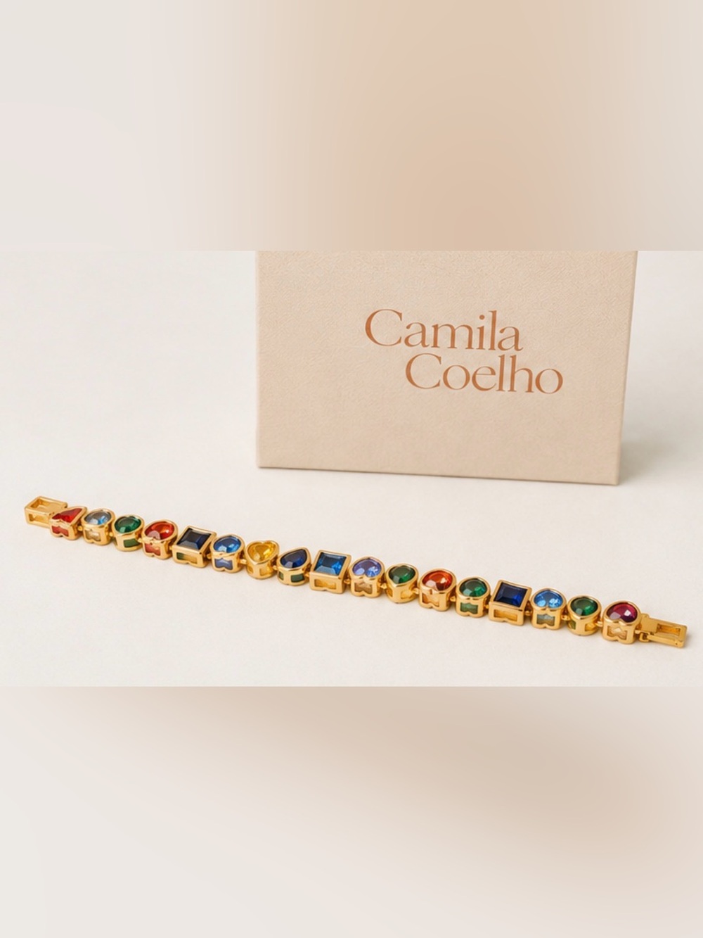 Camila Coelho | Vibrant Rainbow CZ Heart Tennis Bracelet 💛🩵💚❤️ - Picture 3 of 7